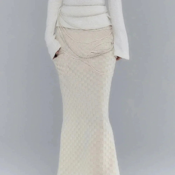 Anno  Mundi Checkered Texture Micro Mermaid Maxi Skirt - Picture 2 of 9